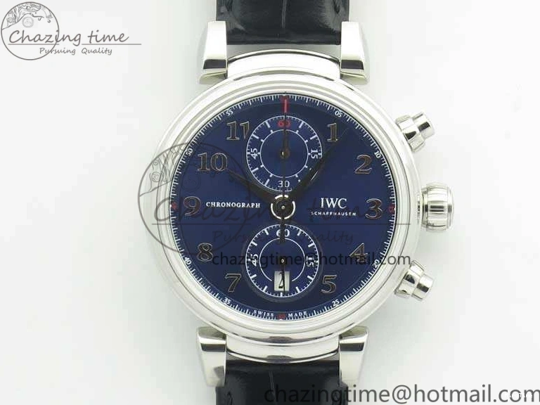 MIROTIME 0501 Breathable Da Vinci IW393402 SS ZF 1:1 Best Edition Blue Dial On Black Leather Strap A 7211